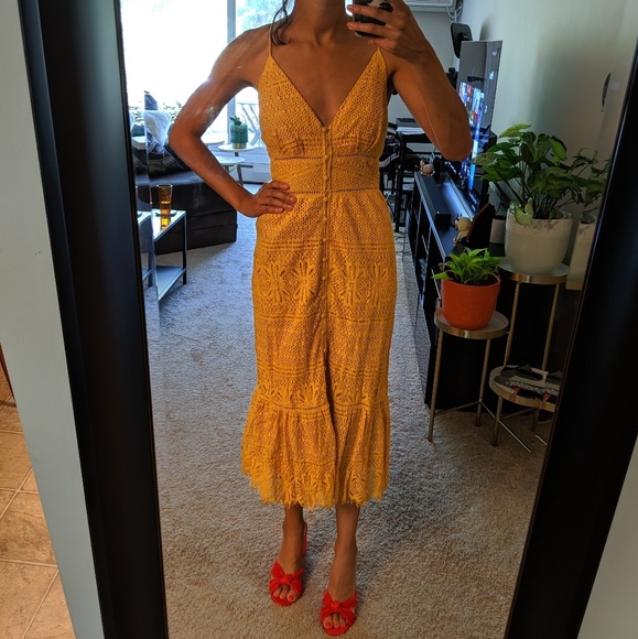 Lulus Dresses & Skirts - Gold lace maxi dress size small Lulu's